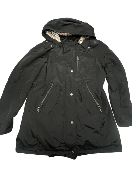 ultim 8 Jackets & Blazers - ultim 8 hooded jacket black snap zip up pockets polyester blend medium READ